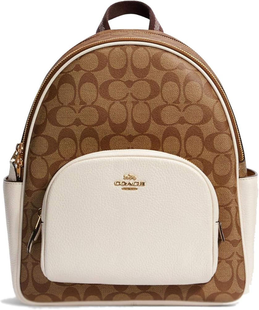 Coach Women's Court Backpack In Signature Canvas (Khaki - Chalk) | Amazon (US)
