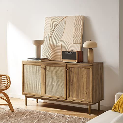 mopio Norwin Storage Cabinet, Modern Rustic Industrial Buffet Sideboard, Accent Console Credenza, Fluted Panel Doors, Adjustable Shelves, Sturdy Metal Legs with Leveler for Living Room (Sideboard) | Amazon (CA)