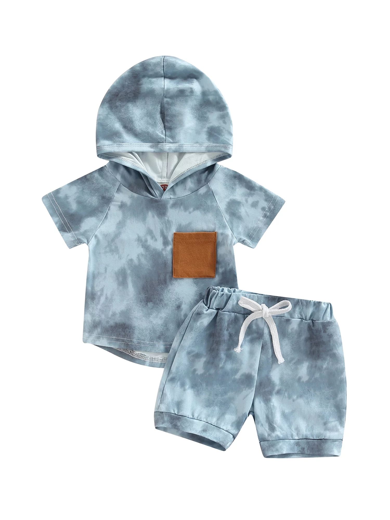 Bagilaanoe 2Pcs Toddler Baby Boy Short Pants Set Tie Dye Short Sleeve Hooded Pullover + Drawstrin... | Walmart (US)