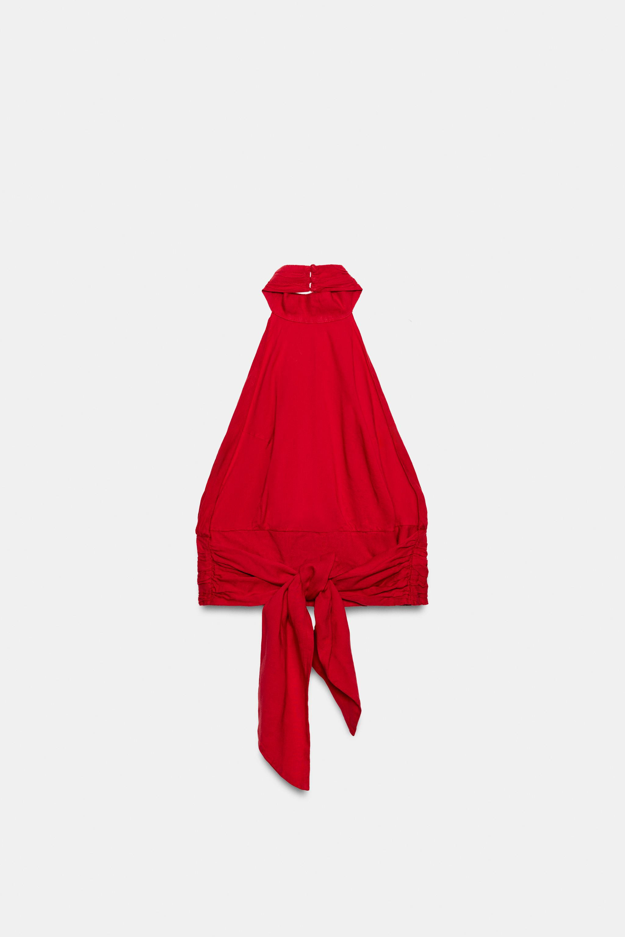 HALTER TOP WITH LINEN AND BOW BACK | Zara UK