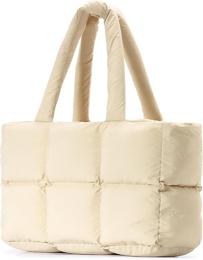 Herald Puffer Tote Bag for Women, Large Quilted Puffy Handbag Lightweight Satchel Purse for Work ... | Amazon (US)