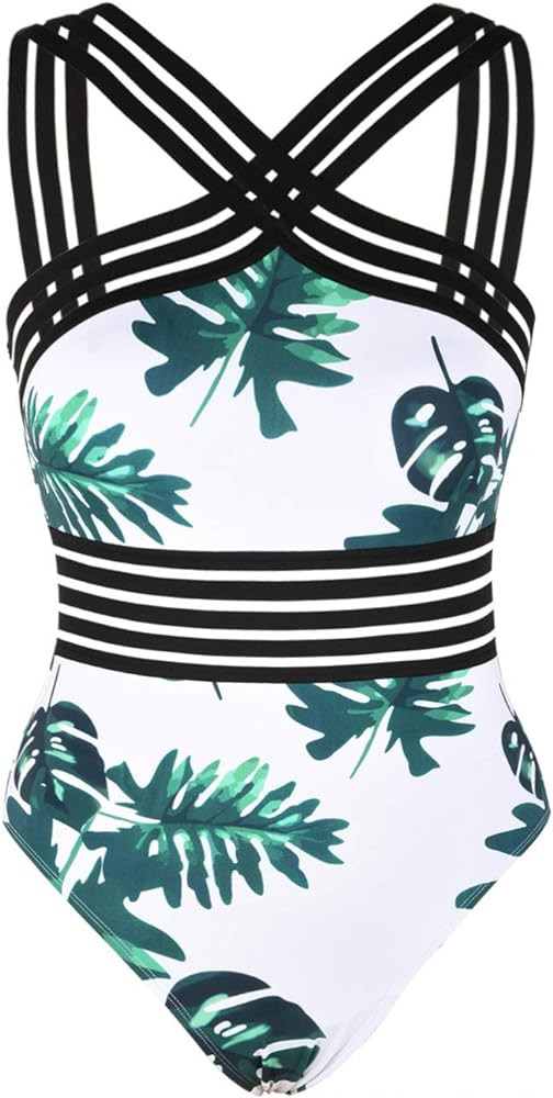 Hilor Women's One Piece Swimwear Front Crossover Swimsuits Hollow Bathing Suits Monokinis | Amazon (US)