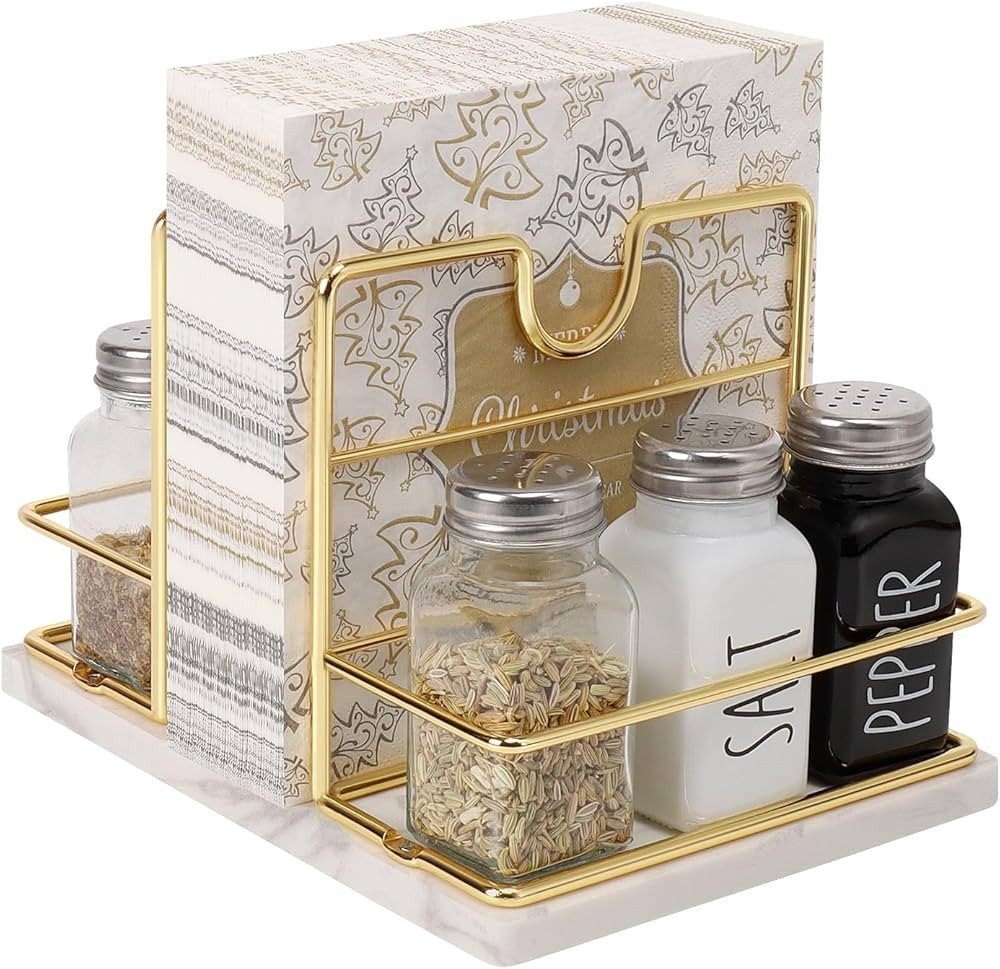 Livabber Napkin Holder, Metal Napkin Holder with Salt and Pepper Shakers Caddy Modern Napkin Disp... | Amazon (US)