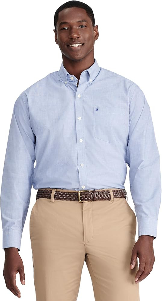 IZOD Men's Button Down Long Sleeve Stretch Performance Solid Shirt | Amazon (US)