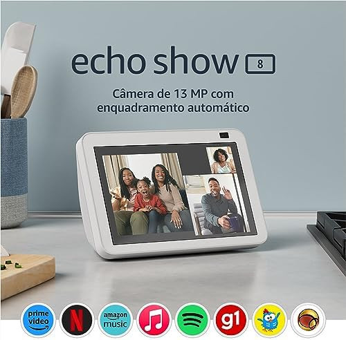 Echo Show 8 (2ª Geração): Tela Inteligente HD de 8" com Alexa e câmera de 13 MP - Cor Branca | Amazon (BR)