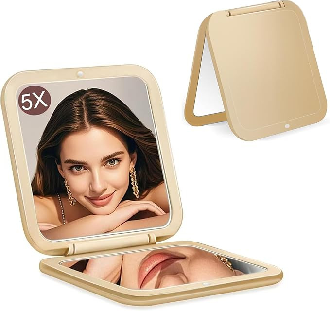 Small Compact Mirror for Purse,5X/1X Travel Magnifying Mirror for Women, Makeup Mirror for Girls,... | Amazon (US)