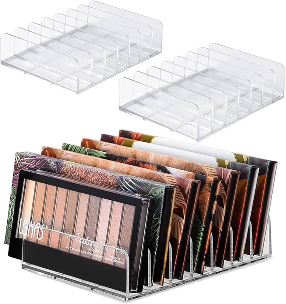 2 Pack Acrylic Eyeshadow Palette Makeup Organizer, 7-Section Makeup Palette Organizer, Vanity Org... | Amazon (US)