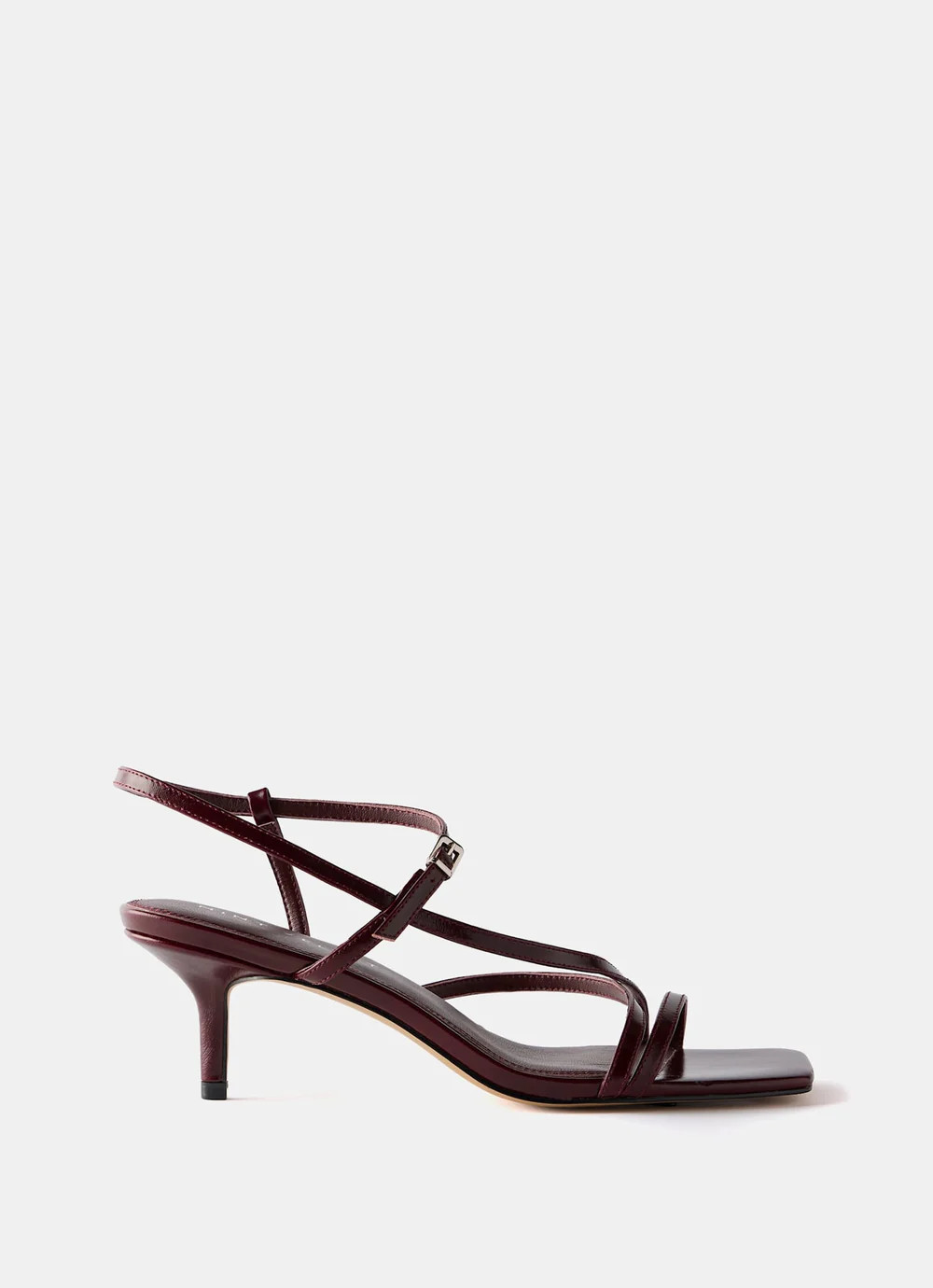 Eli Burgundy Leather Strappy Kitten Heels | Mint Velvet