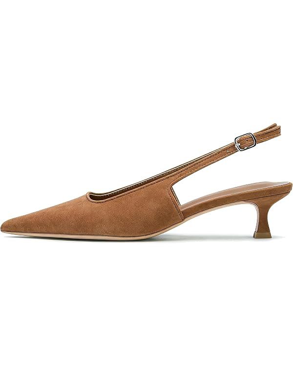 KysBloes Pointed Toe Slingback Kitten Heels for Women Low Heel Pointed Toe Pumps Formal Dress Sho... | Amazon (US)