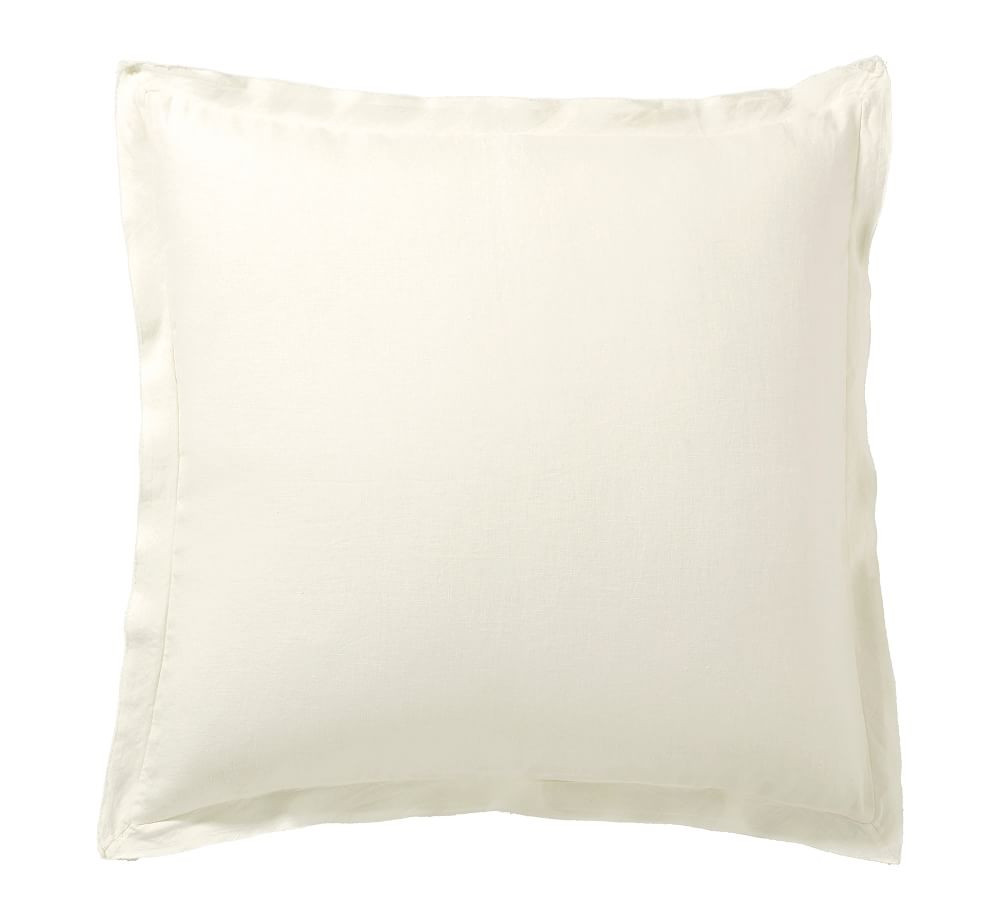 Classic Ivory Belgian Flax Linen Double Flange Euro Shams, Set of 2 | Pottery Barn (US)