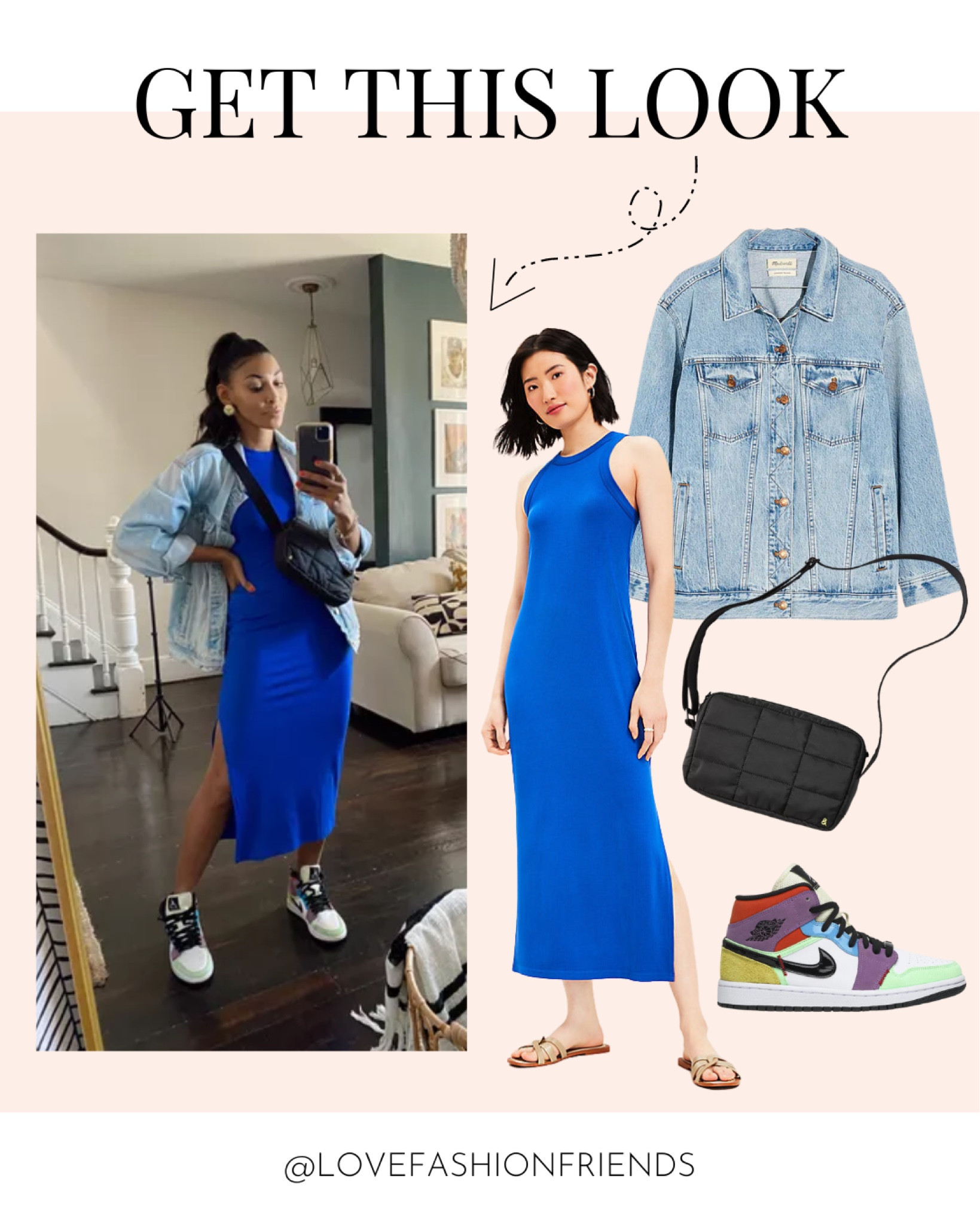 Spring outfit, spring dress, sneakers, denim jacket and Fanny pack i

#LTKstyletip #LTKunder100 #LTKtravel
