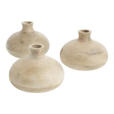 CRAFT Small Whitewash Mango Wood Vase | World Market