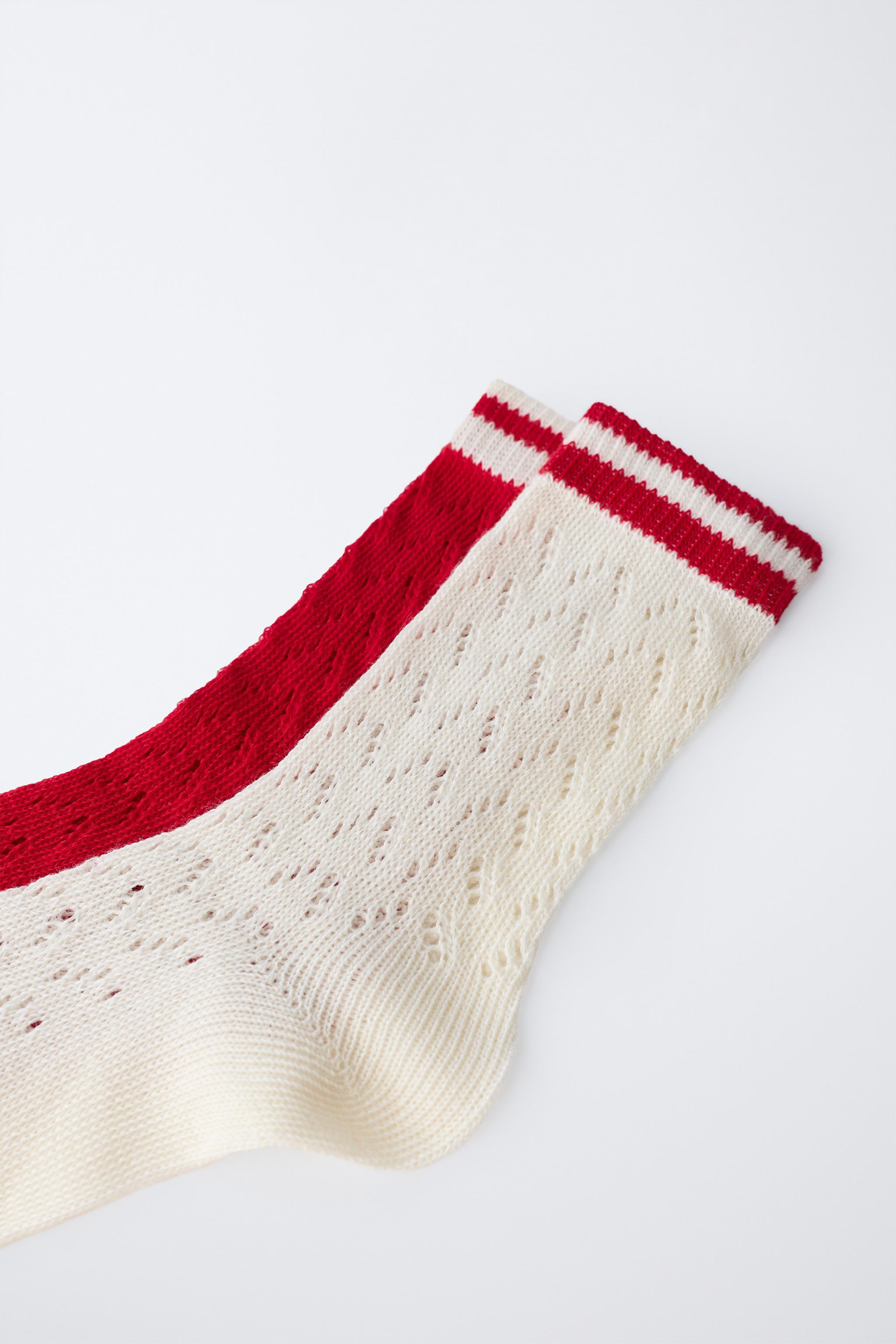 TWO-PACK OF STRIPED OPENWORK LONG SOCKS | Zara US