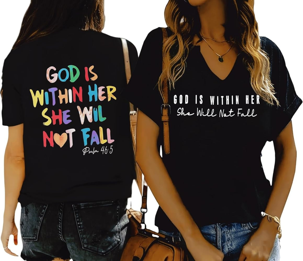 Women V Neck Christian Shirts Vintage Bible Verse Boho Floral Graphic Tees Christian Gifts for He... | Amazon (US)