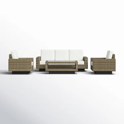 Ravinia 4-Piece Wicker Outdoor Seating Group with Sunbrella Cushions | Wayfair North America