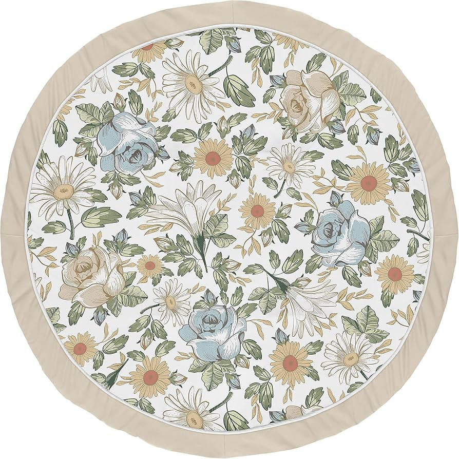 Sweet Jojo Designs Vintage Floral Blue Yellow Girl Baby Playmat Tummy Time Infant Play Mat - Slat... | Amazon (US)