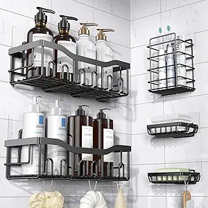 EUDELE Shower Caddy 5 Pack,Adhesive Shower Organizer for Bathroom Storage&Kitchen,No Drilling,Lar... | Amazon (US)
