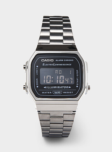Black-dial silver vintage digital watch
        
        

		
        

        
    
        
  ... | Simons