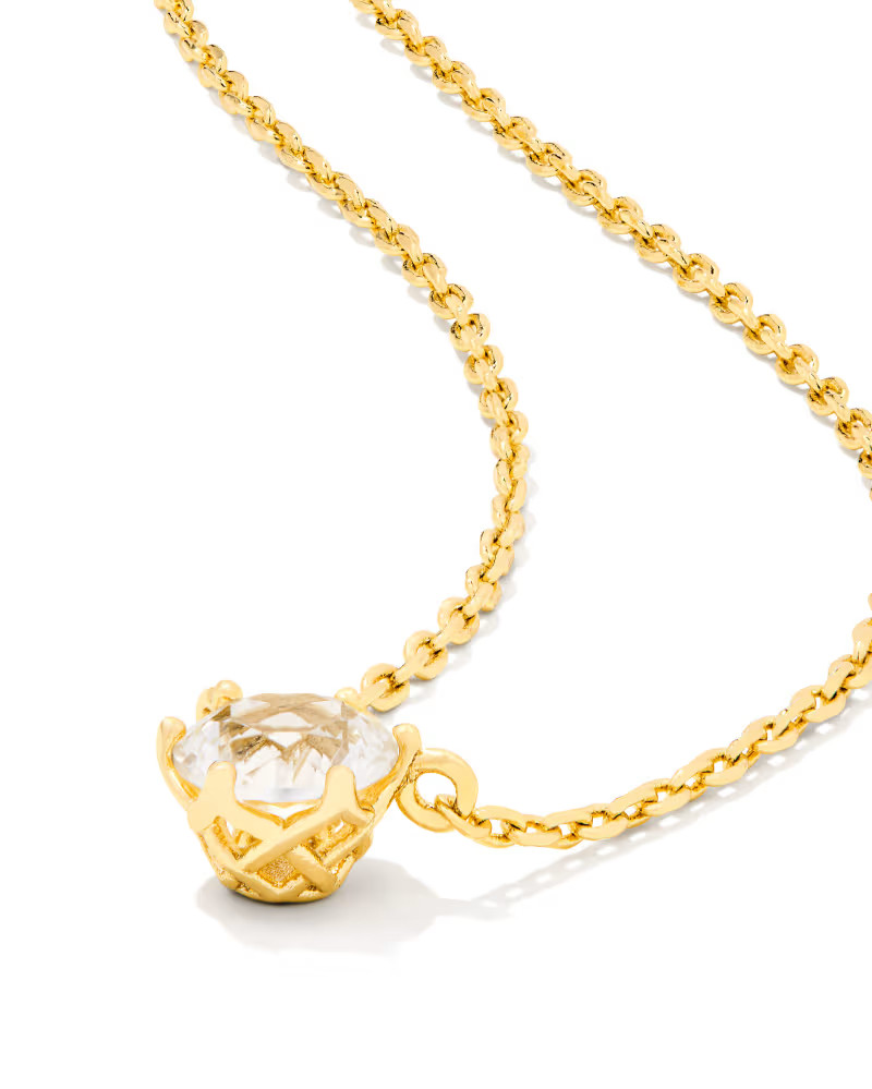 Jackie Gold Pendant Necklace in White Crystal | Kendra Scott