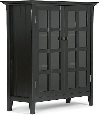 SIMPLIHOME Acadian SOLID WOOD 39 inch Wide Rustic Medium Storage Cabinet in Black, with 2 Tempere... | Amazon (US)