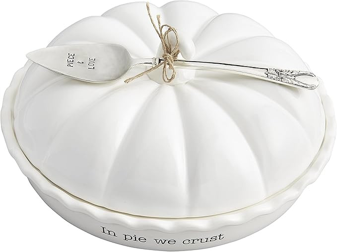 Mud Pie Circa Pumpkin Pie Dish Set, White, 5.5" x 10.5" dia | Amazon (US)