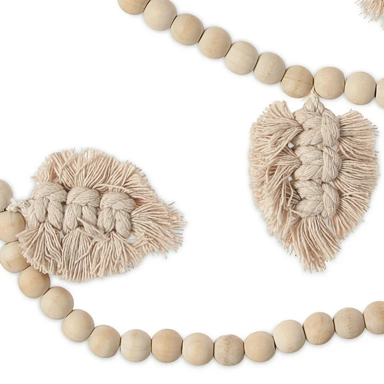 Holiday Time Wood Bead Garland with Natural Tassels, 6' - Walmart.com | Walmart (US)
