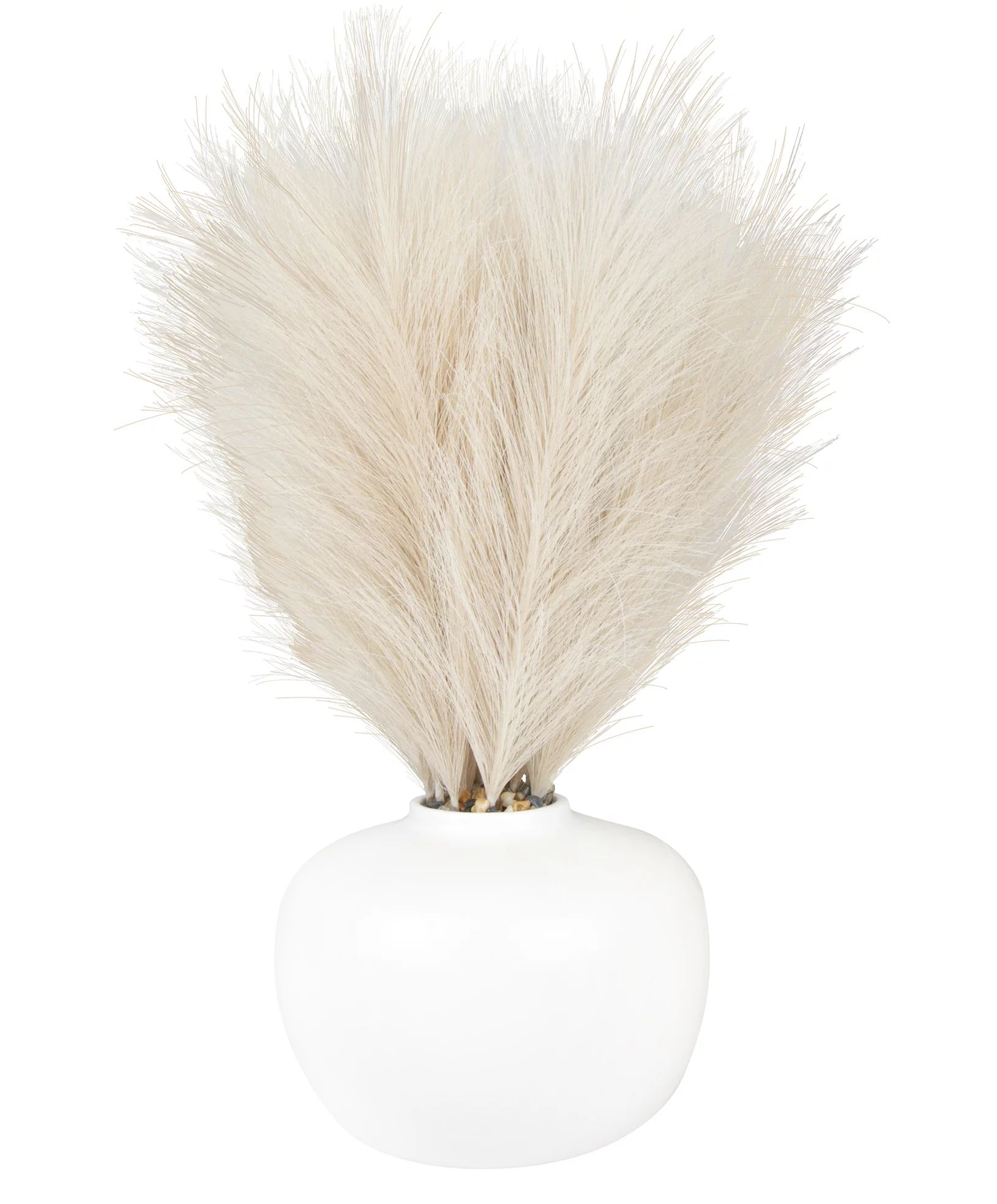 Better Homes & Gardens 14" Artificial Pampas in White Rounded Ceramic Vase - Walmart.com | Walmart (US)