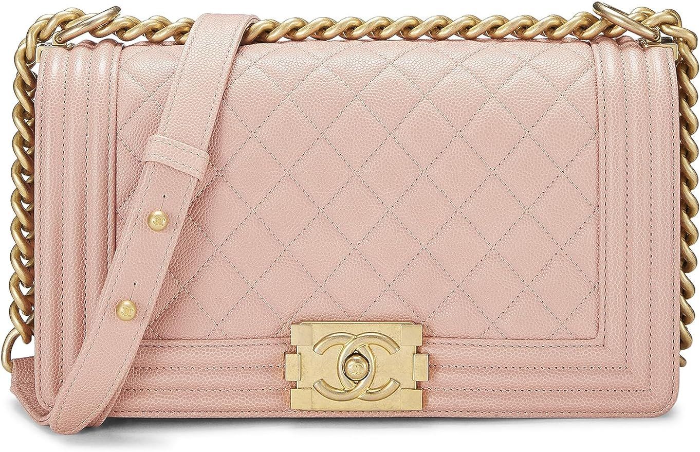Amazon.com: Chanel, Pre-Loved Pink Quilted Caviar Boy Bag Medium, Pink : Luxury Stores | Amazon (US)