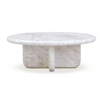 Juju Faux Marble Indoor/Outdoor Round Coffee Table (24"-32") Marble 32"W x 32"D x 10.3"H | Target