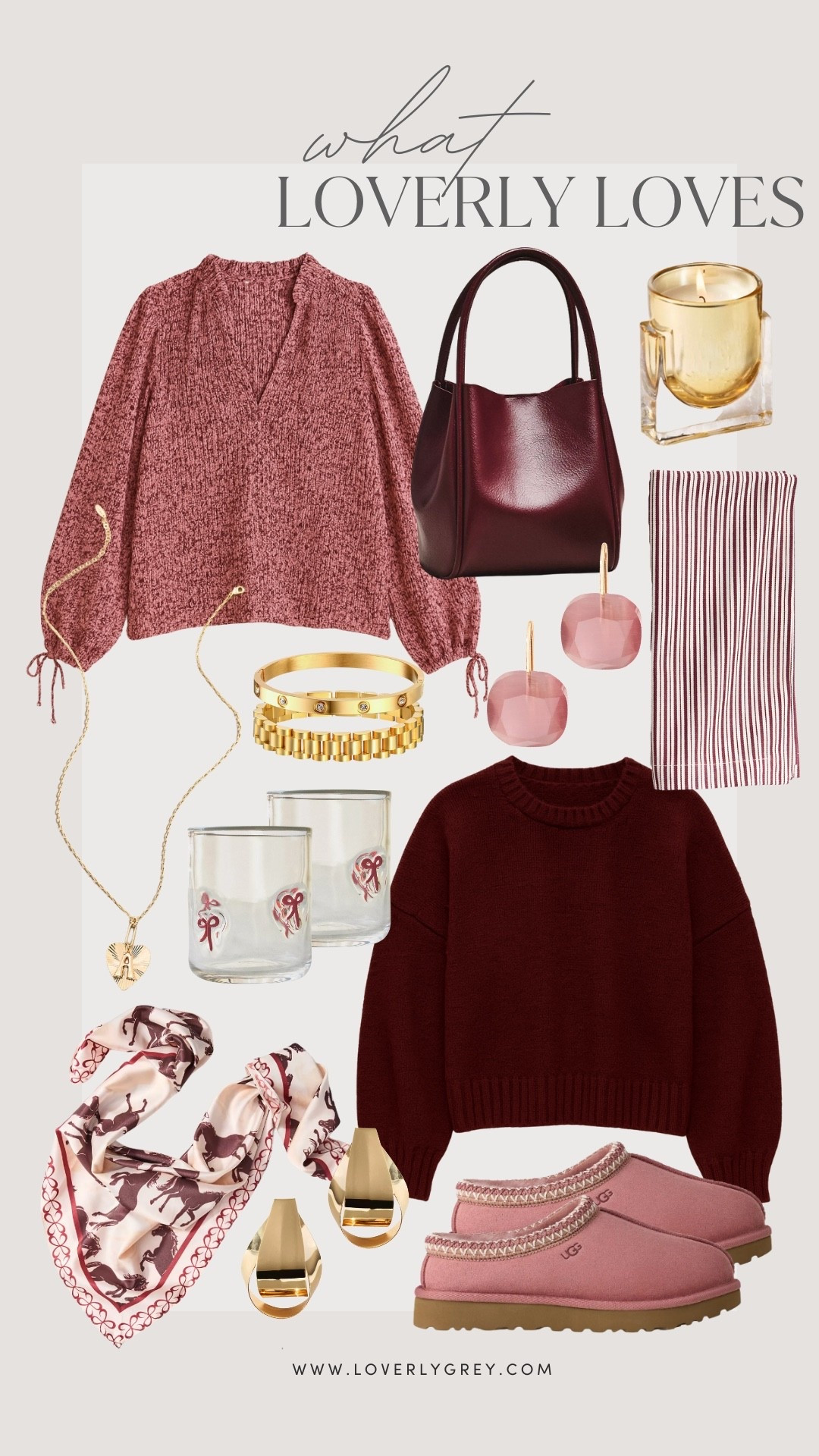 Some current fashion & home finds I’m loving - burgundy & this mauve pink are just so pretty together! 

Loverly Grey, Anthropologie, Loft, icon glass, satin scarf, burgundy, cloth napkins, candle, jewelry 

#LTKStyleTip #LTKSeasonal