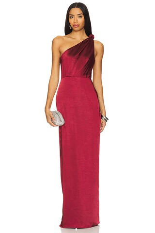 Amelia One Shoulder Maxi Dress in Hot Chocolate | Revolve Clothing (Global)