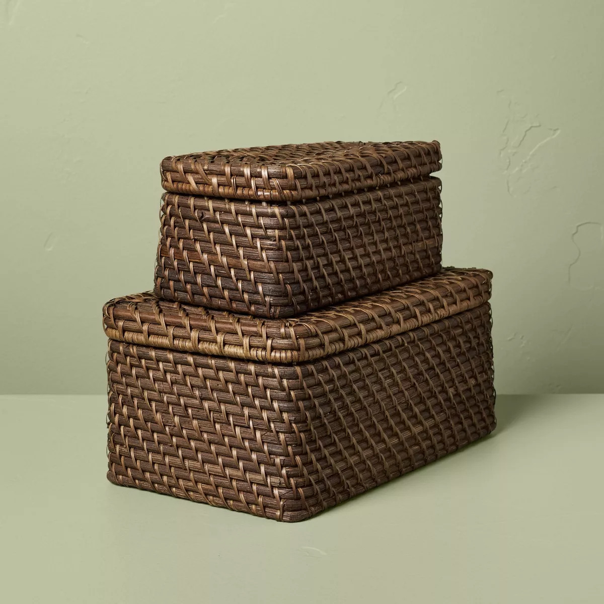 Woven Rattan Decorative Box Dark Brown - Hearth & Hand™ with Magnolia | Target