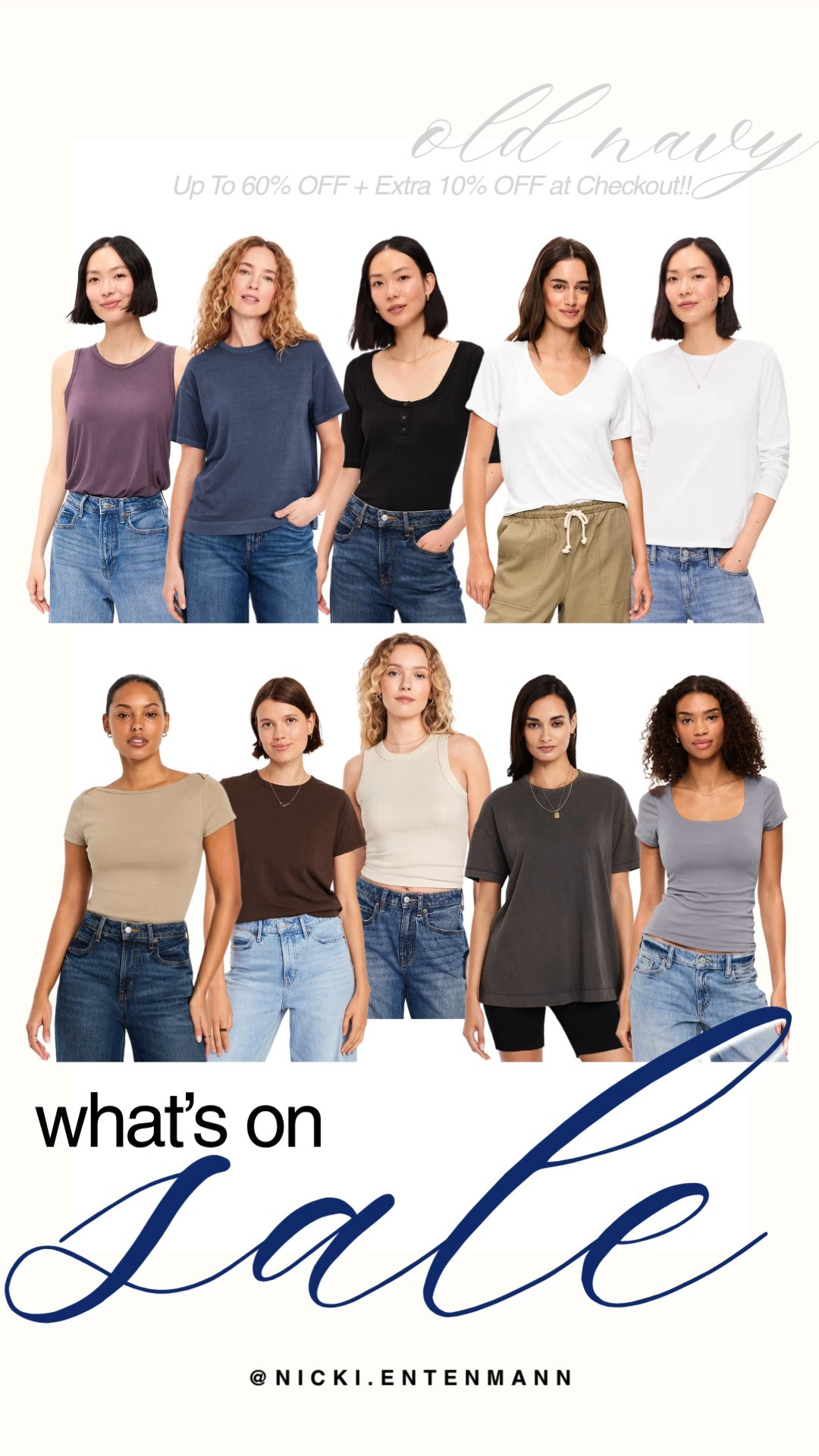 Refresh your everyday rotation with comfy basic tops on sale at Old Navy for up to 60% off, plus an extra 10% off applied at checkout. The roundup includes soft crewneck tees, ribbed tanks, casual henleys, boatneck tops, and long-sleeve layers in versatile neutral shades. It is a budget-friendly deal to stock up on essential wardrobe staples for effortless everyday wear.

#oldnavy #oldnavystyle #salealert #everydayfashion #casualstyle #basics #shoppingdeal #outfitinspiration 

 #LTKootd #LTKmomlife #LTKSaleAlert