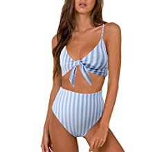 Blooming Jelly Womens High Waisted Bikini Set Tie Knot High Rise Two Piece Swimsuits Bathing Suit... | Amazon (US)