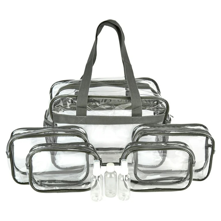 8-Piece PVC Cosmetic Makeup Bag Set, Clear | Walmart (US)