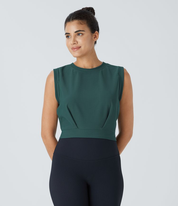 Women’s Patitoff™ Flow Pet Hair Resistant Crew Neck Sleeveless Cropped Yoga Tank Top - Halara | HALARA