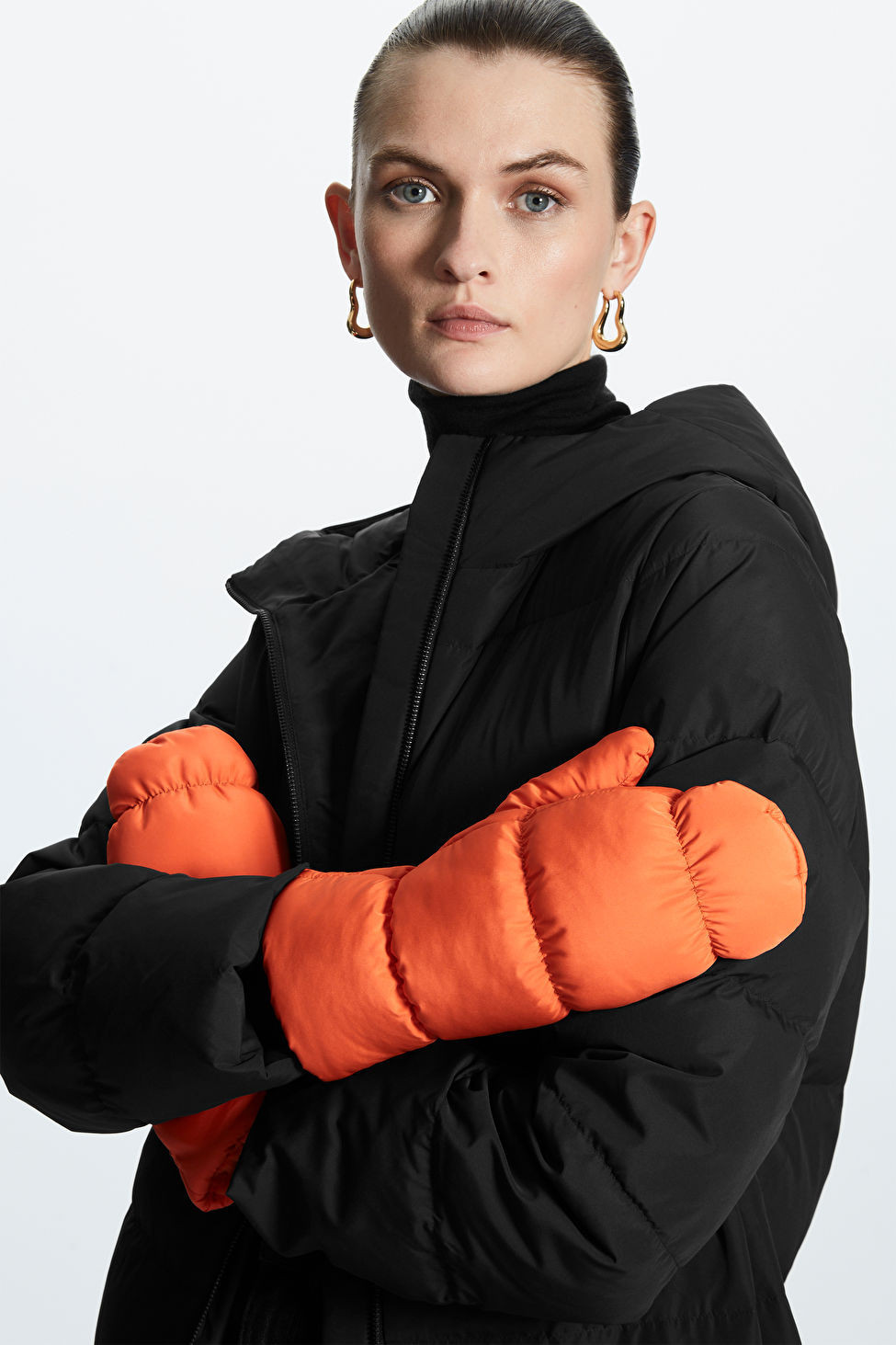 TEDDY-LINED PADDED MITTENS - BRIGHT ORANGE - Gloves - COS | COS (US)