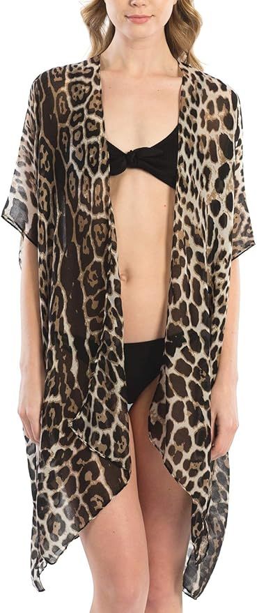 MIRMARU Women's Leopard Print Swimsuits Bikini Cover Up Summer Beach Swimwear, Bikini Beachwear T... | Amazon (US)