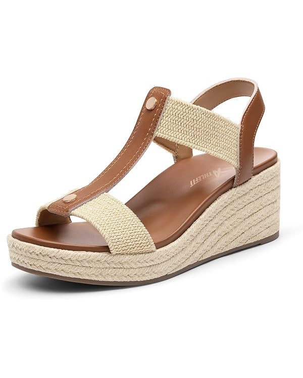 Athlefit Espadrille Wedge Sandals for Women Platform Comfortable Dressy Casual Open Toe Elastic S... | Amazon (CA)