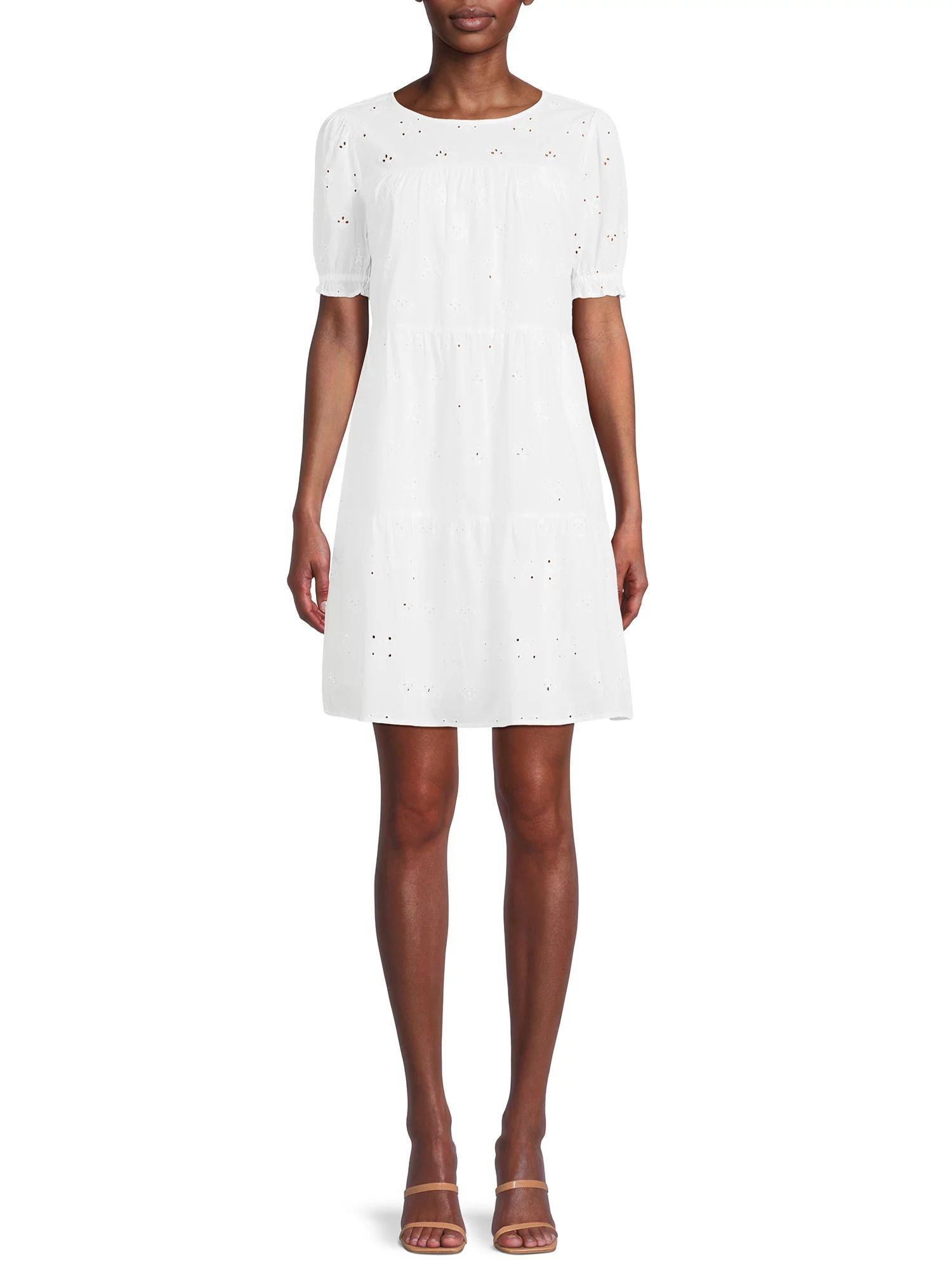 The Get Women's Short Sleeve Eyelet Mini Dress - Walmart.com | Walmart (US)