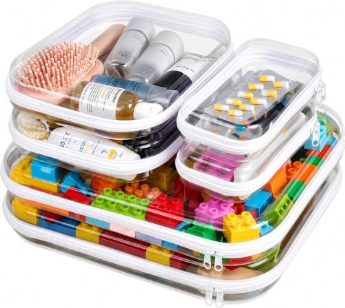 6 Pack Clear Hard Shell Zipper Case, See-Through Hard Plastic Organizer Pouches Zipper for Travel - Toiletries, Electronics, Pencils, Makeup, Secure Storage Design, 3 Sizes (2 Small/2 Medium/2 Large) | Amazon (US)