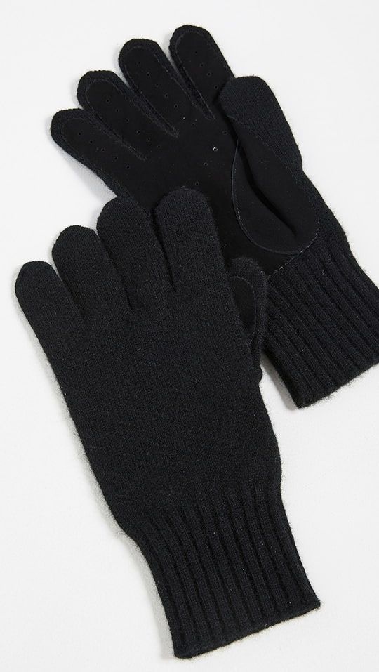 Boiled Cashmere Knit Gloves with Suede Palm | Shopbop