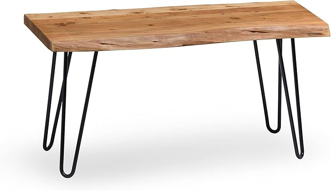 Alaterre Furniture Live Edge Bench with Natural Wood and Metal Hairpin Legs - 36 Inch Table Bench... | Amazon (US)