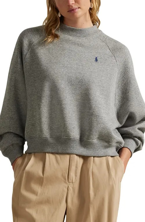 Polo Ralph Lauren Arctic Fleece Crewneck Sweatshirt in Grey Heather at Nordstrom, Size Xx-Small | Nordstrom
