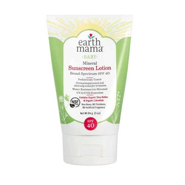 Earth Mama Organics Baby Mineral Sunscreen Lotion SPF 40 | Walmart (US)