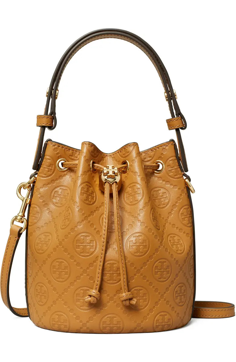 Mini T Monogram Debossed Bucket Bag | Nordstrom