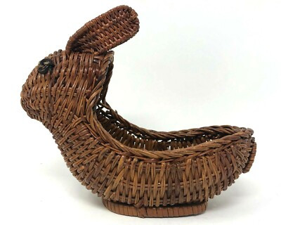 Vintage Wicker Bunny Planter, Woven Rabbit, Intricate Rattan Basket Easter Decor | eBay US