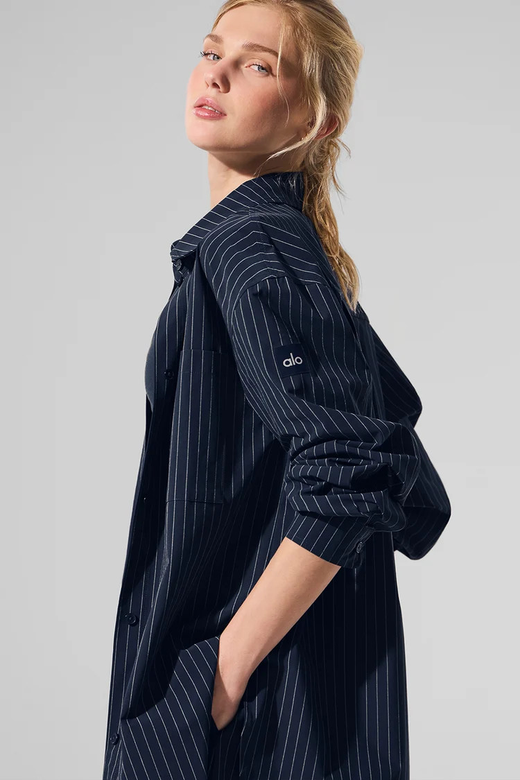 Pinstripe Daylight Button Down Long Sleeve | Alo Yoga