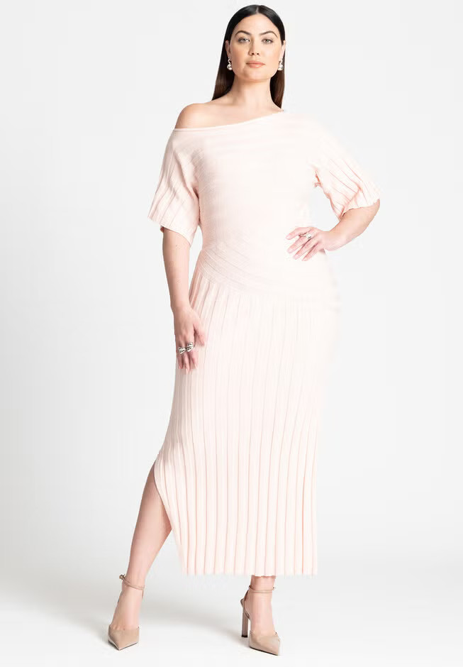 Mixed Directional Rib Midi Dress | Eloquii
