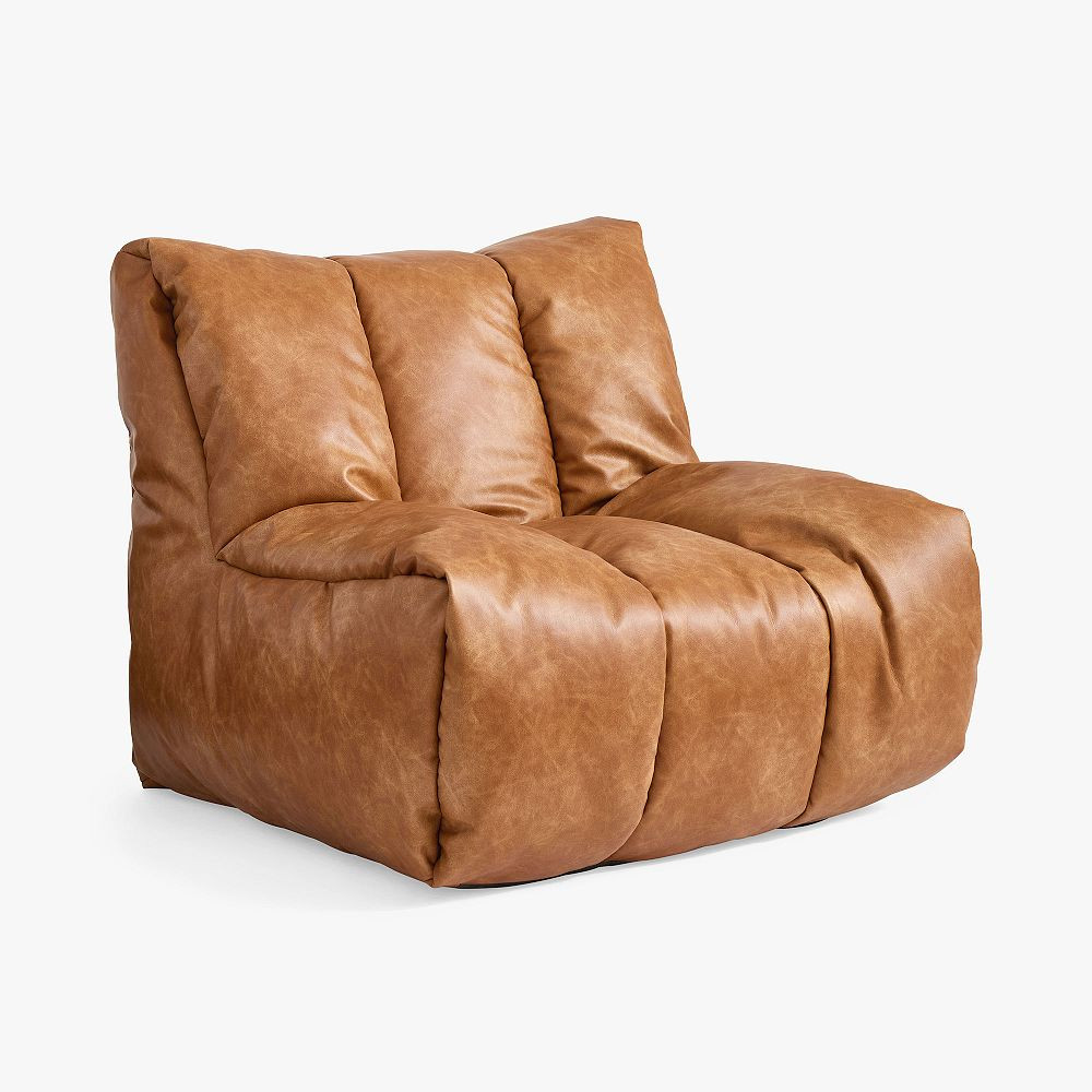 Channeled Lounger, Faux Leather Caramel | Pottery Barn Teen